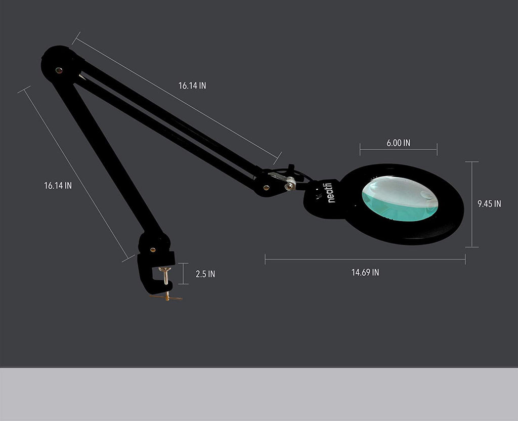 6" Lens Bifocal LED Magnifying Lamp with Clamp – 1200 Lumens, 3 Light Modes for Close Works, Black