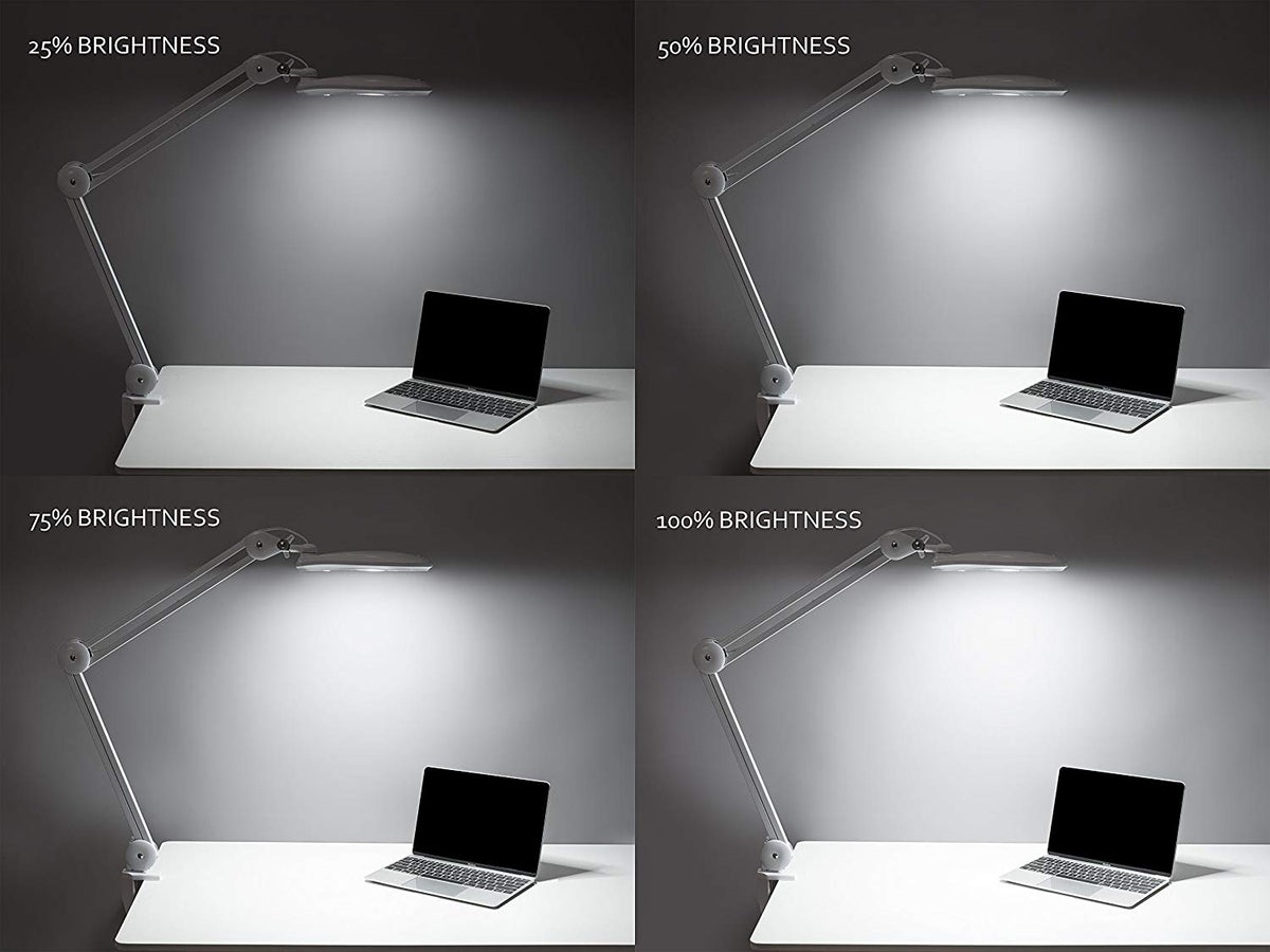 5" Wide Bifocals Lens – 1200 Lumens LED Magnifying Lamp for Crafts & Detail Works, Clamp Mount, White
