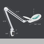 7” Glass Lens Elite Magnifying Lamp with Clamp – 5 Diopter Adjustable Arm for Detail Works, White