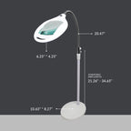 Bifocals Glass Lens LED Magnifying Floor Lamp, Adjustable Gooseneck for Detail Works, White