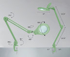 5" Wide Bifocals Lens – 1200 Lumens LED Magnifying Lamp for Crafts & Detail Works, Clamp Mount, Midnight Green