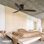 52-inch Ceiling Fan with Remote – 3 Solid Wood Blades, 6-Speed, Quiet DC Motor, Flush Mount, Brown