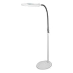 Bifocals Glass Lens LED Magnifying Floor Lamp, Adjustable Gooseneck for Detail Works, White