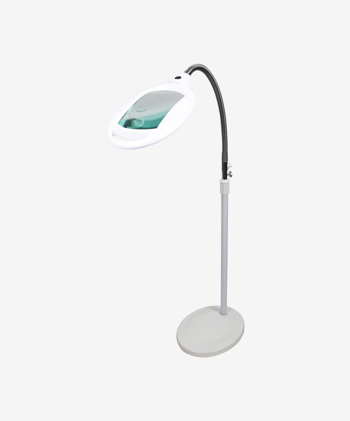 Bifocals Glass Lens LED Magnifying Floor Lamp, Adjustable Gooseneck for Detail Works, White